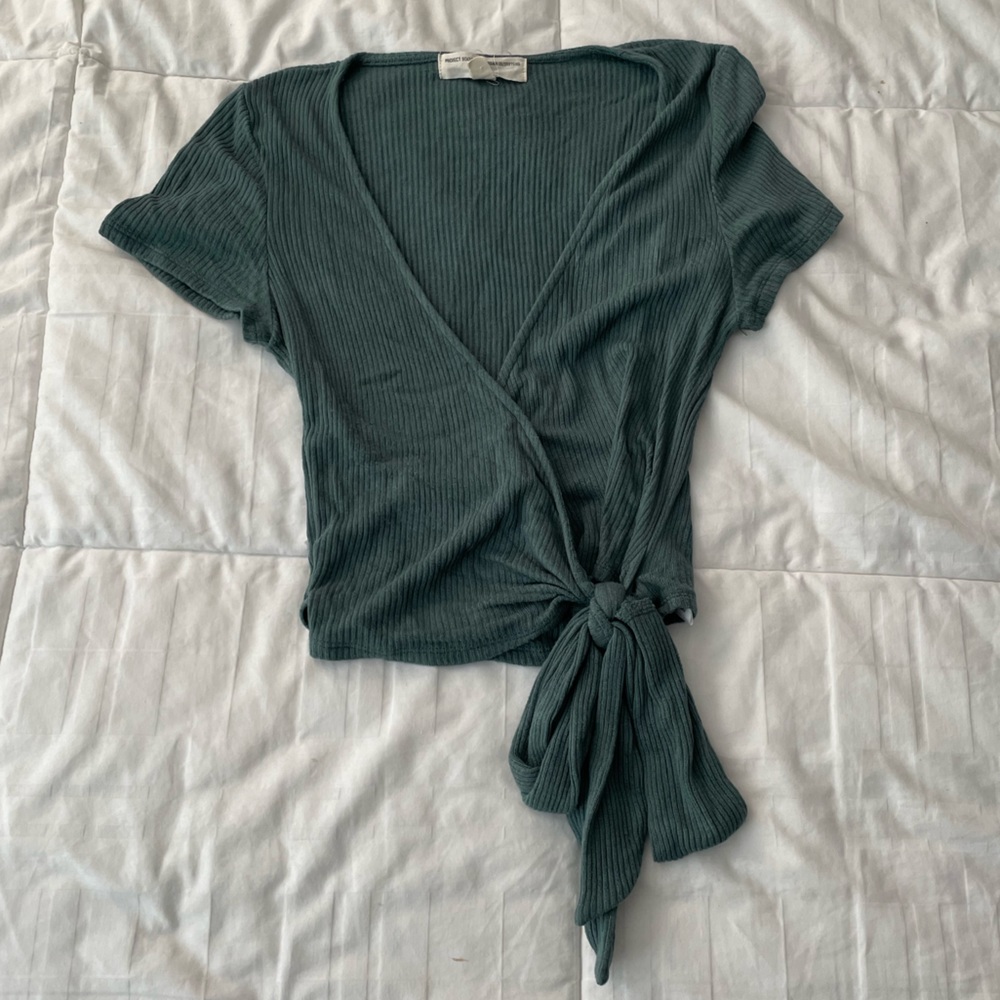 EUC Green Urban Outfitters Adjustable Wrap Crop Top